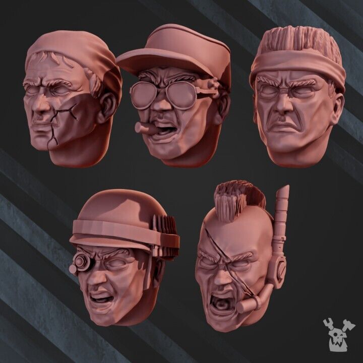 Set of 5 Jungle Fighter heads