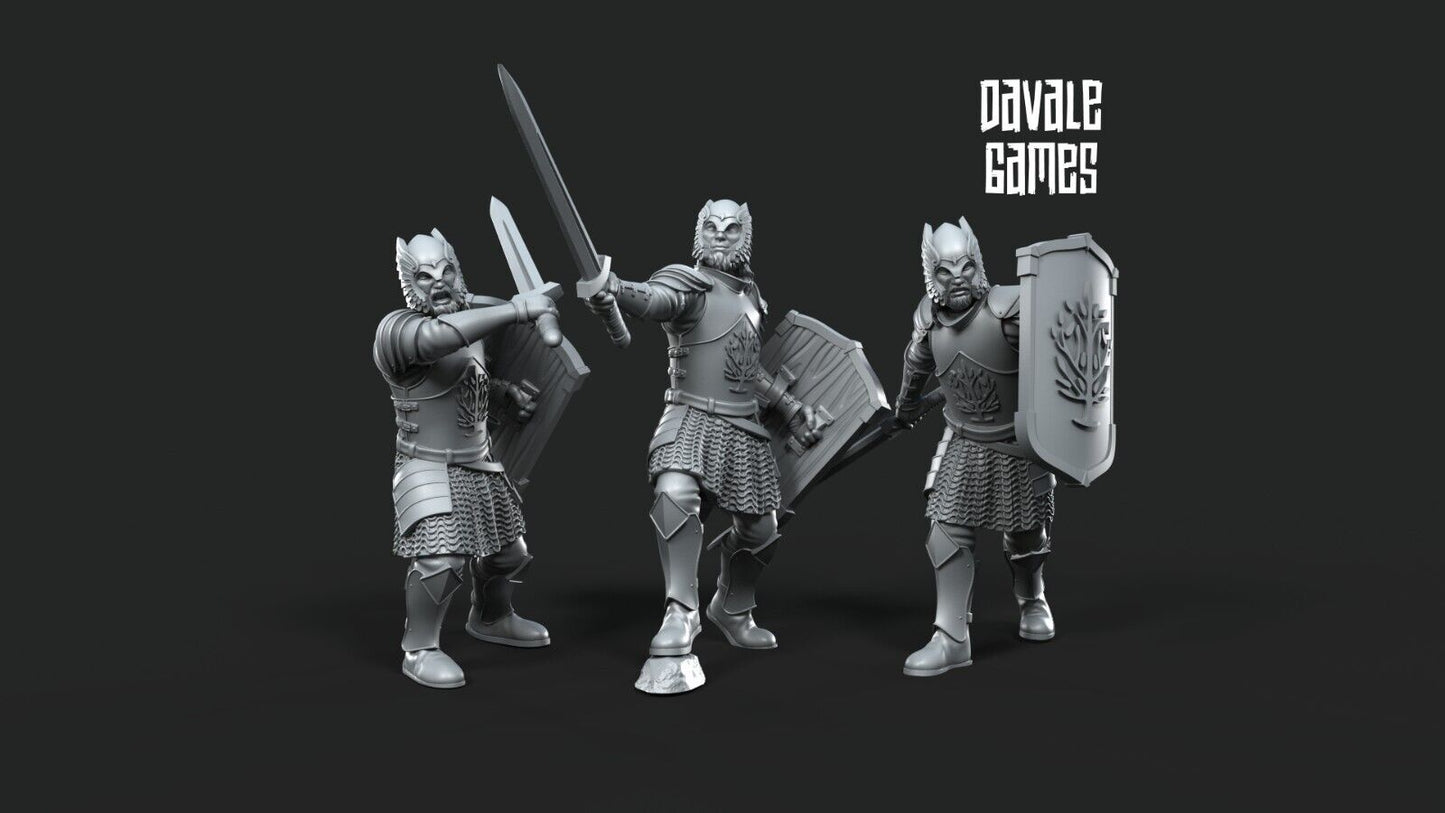 Set of 6 Grey Castle warriors with sword