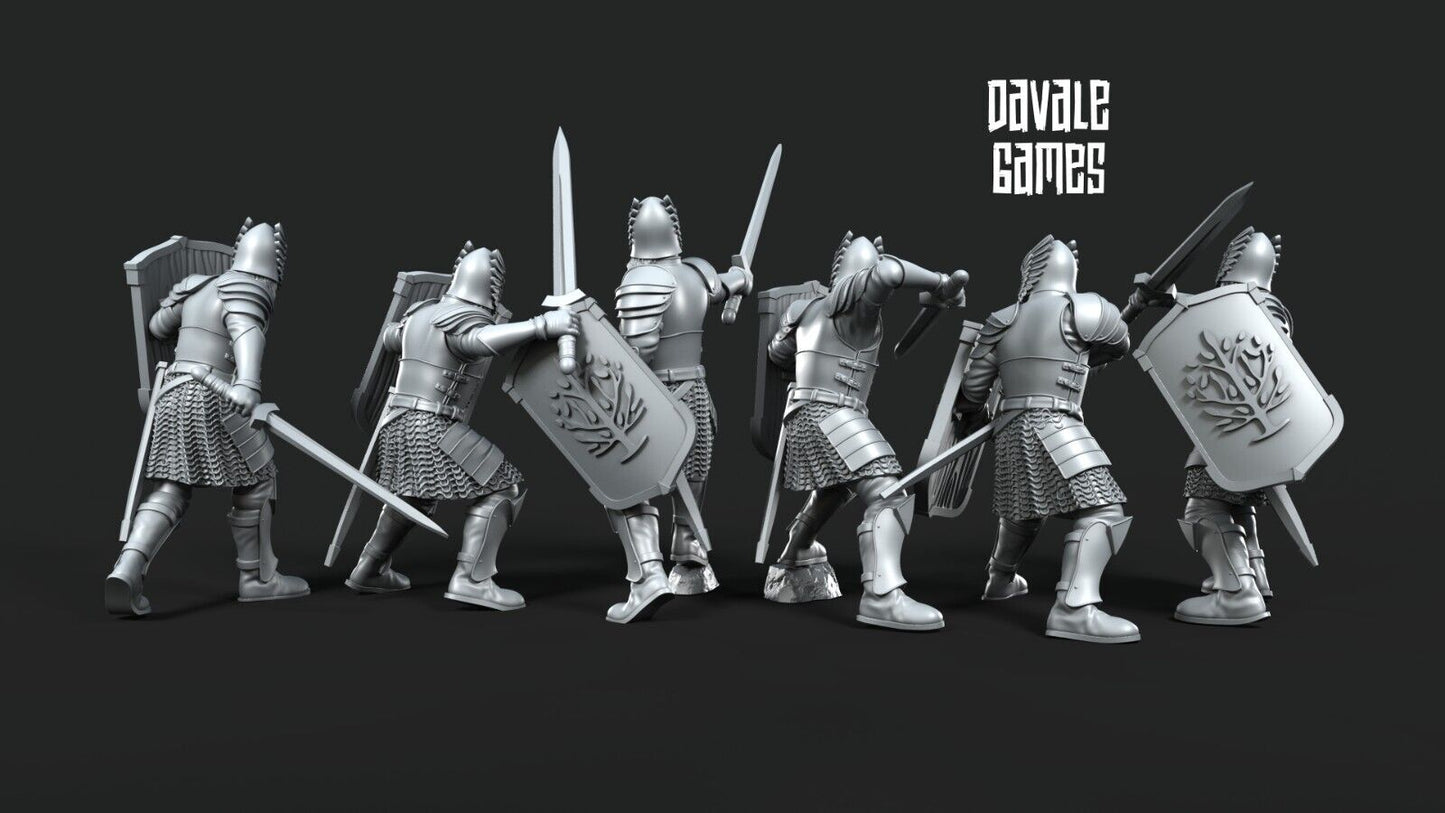 Set of 6 Grey Castle warriors with sword