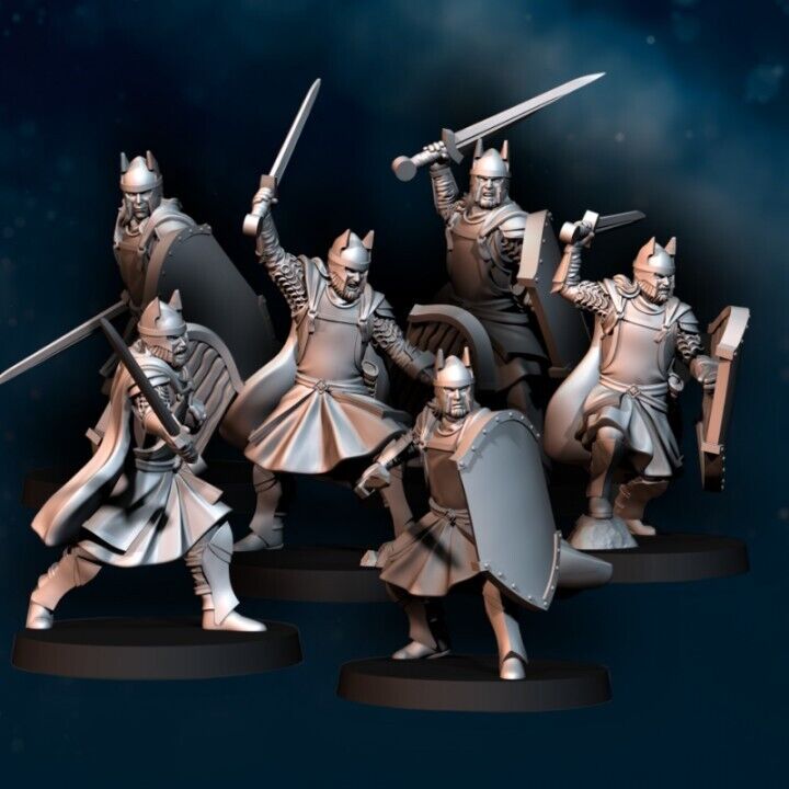 Set of 6 High Human Warrior with Swords