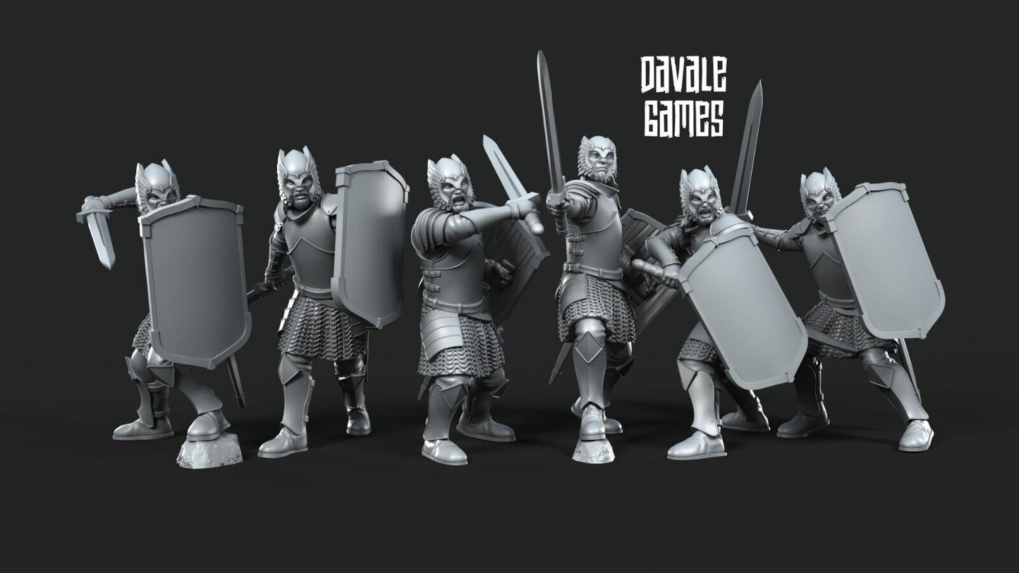 Set of 6 Grey Castle warriors with sword