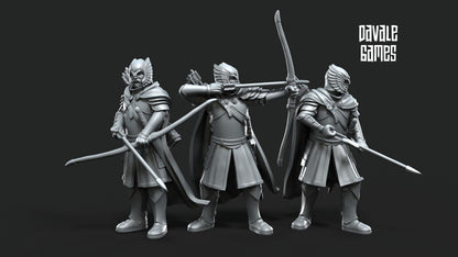 Set of 6 grey castle guard with bows