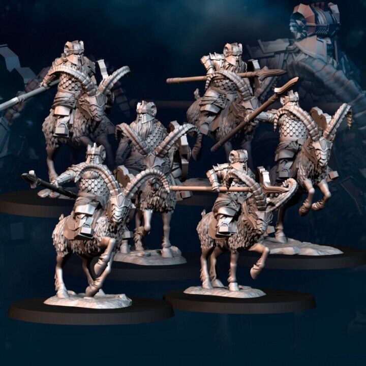 Set of 6 Iron Dwarf Goat riders