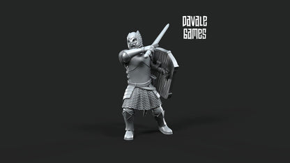 Set of 6 Grey Castle warriors with sword