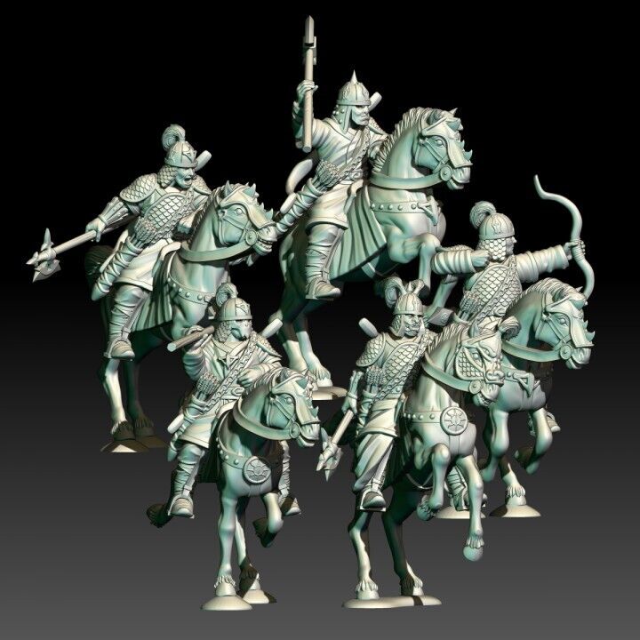 Set of 6 Chariot Riders and Horses