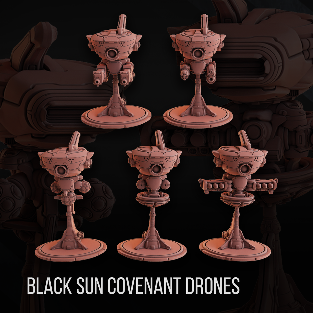 Set of 5 Black Sun Covenant Drones