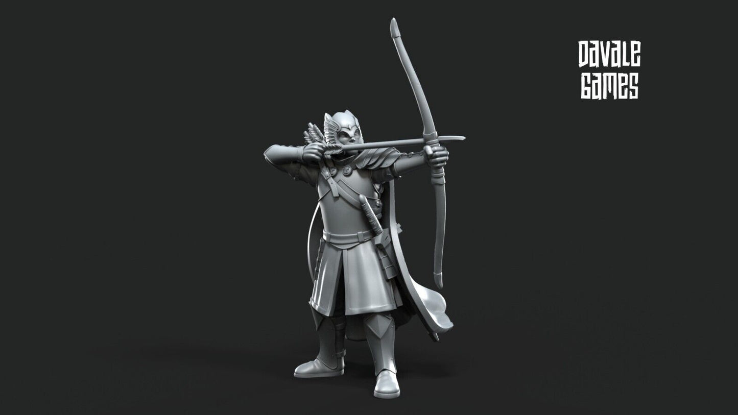 Set of 6 grey castle guard with bows