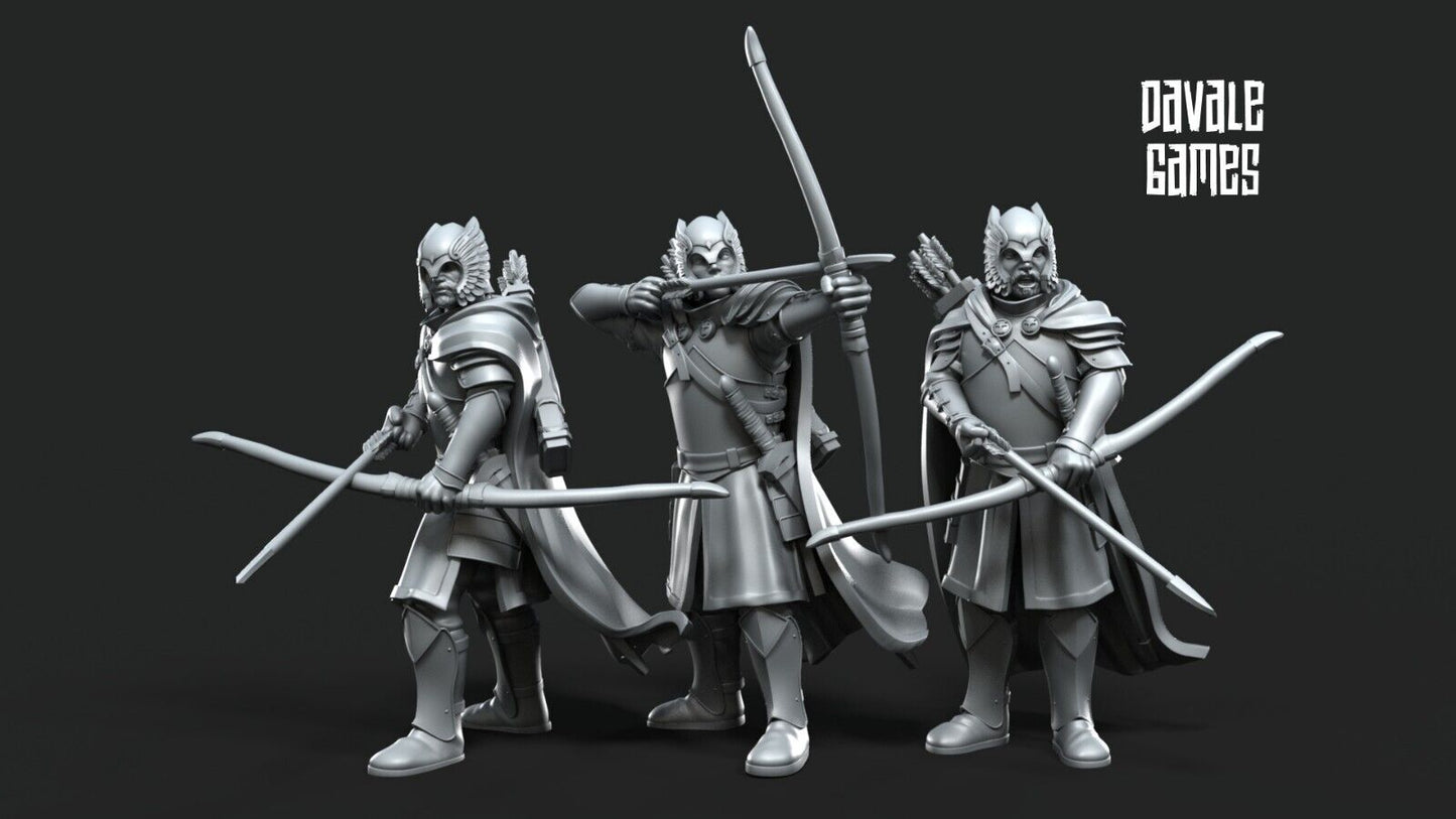 Set of 6 grey castle guard with bows