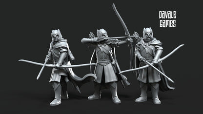 Set of 6 grey castle guard with bows