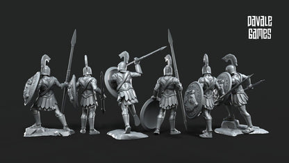 Set of 6 hoplites on foot