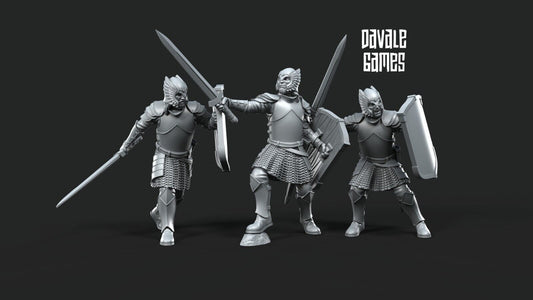 Set of 6 Grey Castle warriors with sword