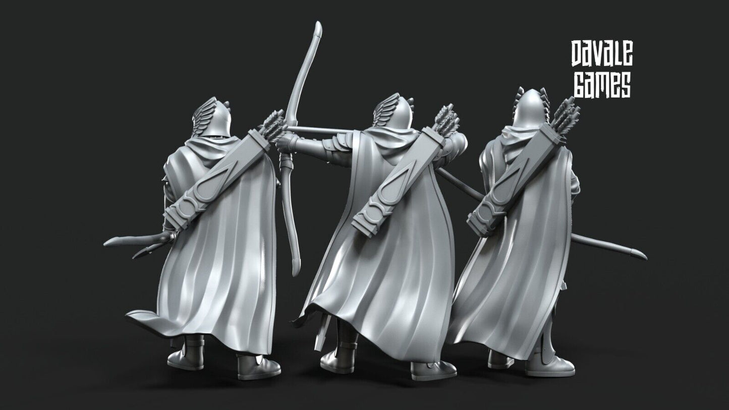 Set of 6 grey castle guard with bows