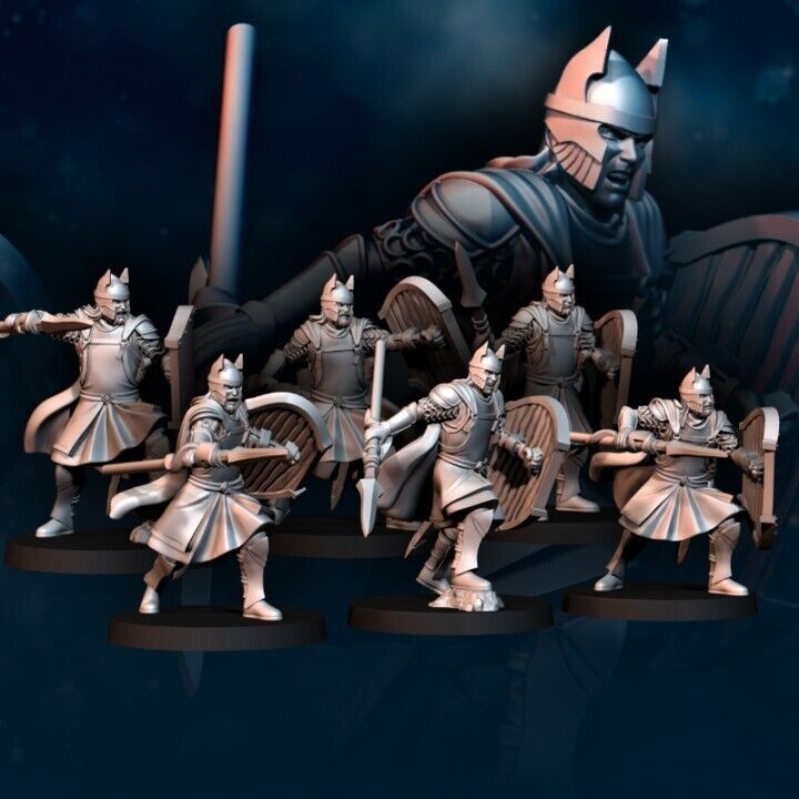 Set of 6 High Humans Warriors with Spears