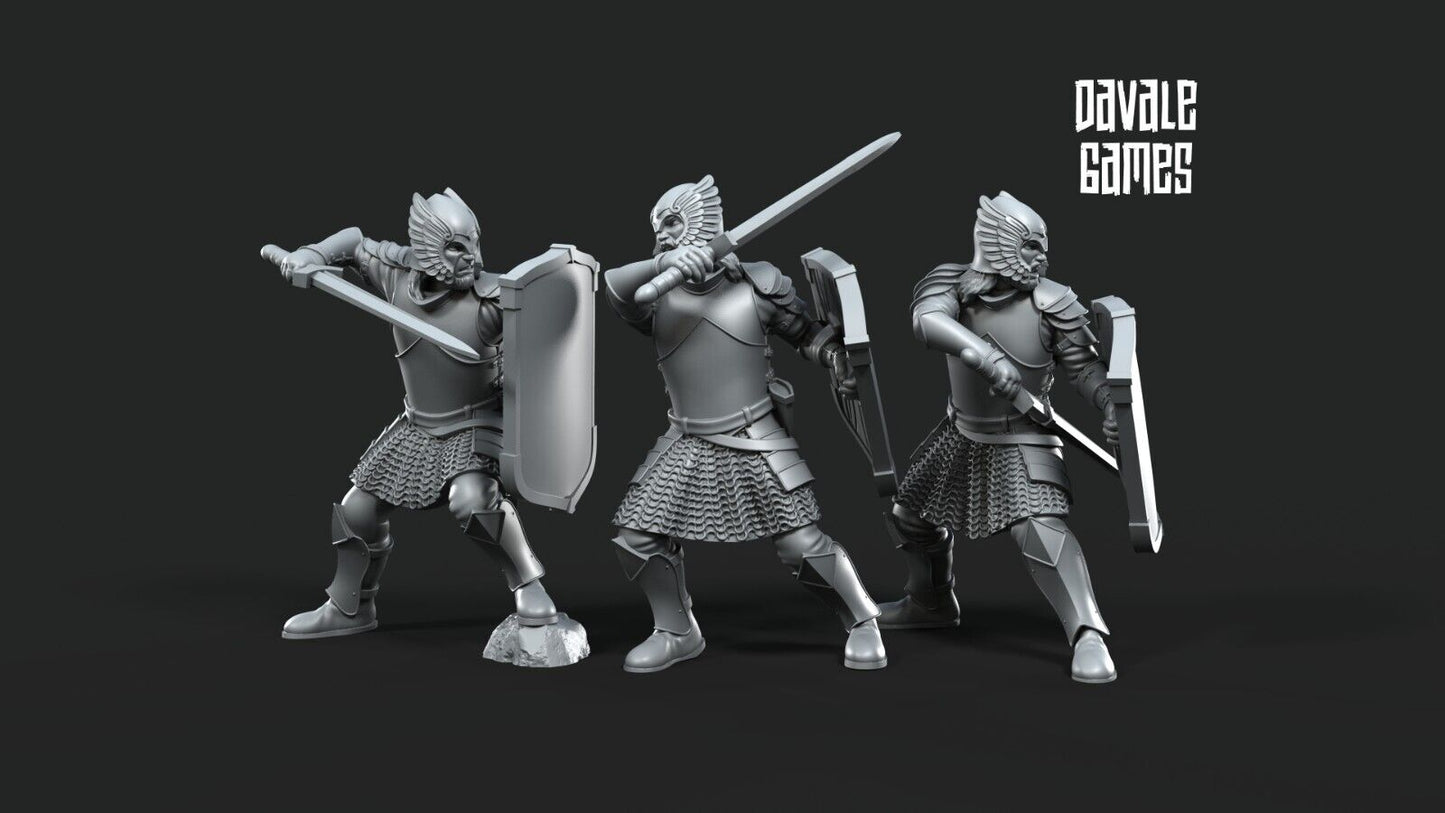 Set of 6 Grey Castle warriors with sword