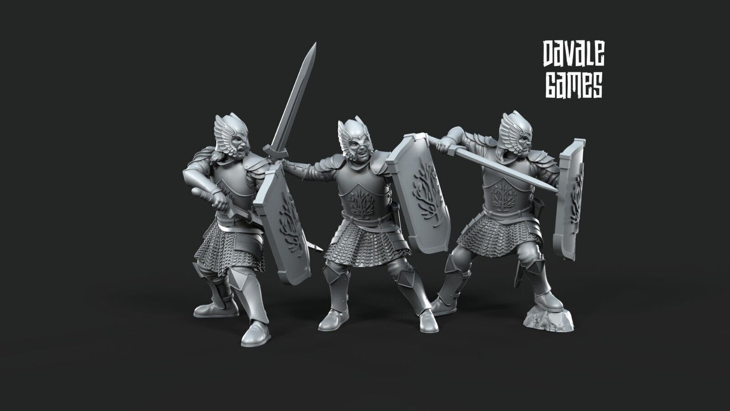 Set of 6 Grey Castle warriors with sword