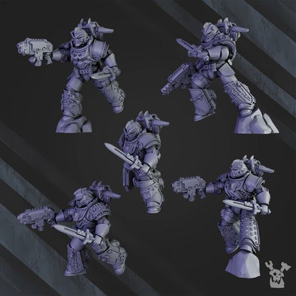 Set of 5 White Megalodon Clan Storm Squad