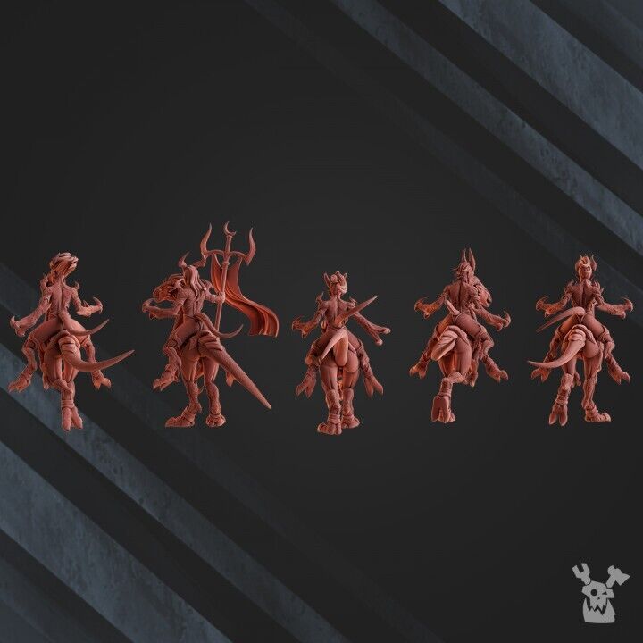 Set of 5 Daemon of Lust Dino Riders