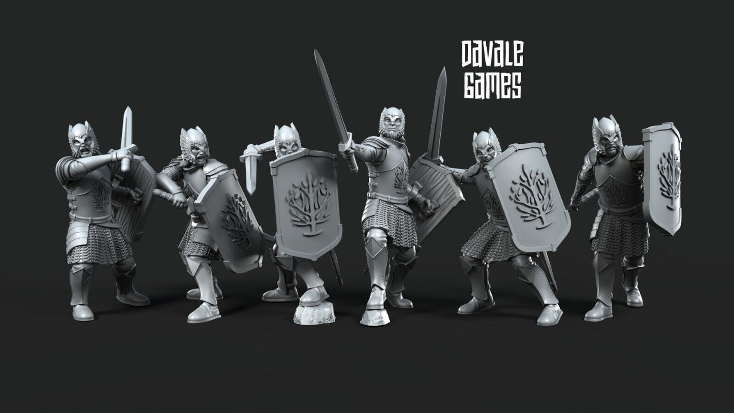 Set of 6 Grey Castle warriors with sword