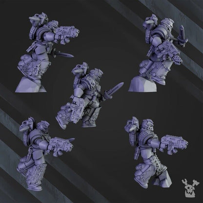 Set of 5 White Megalodon Clan Storm Squad